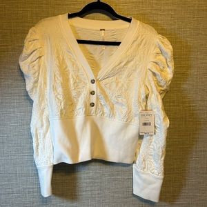 Free People Ivory Cropped pullover Cardigan Medium